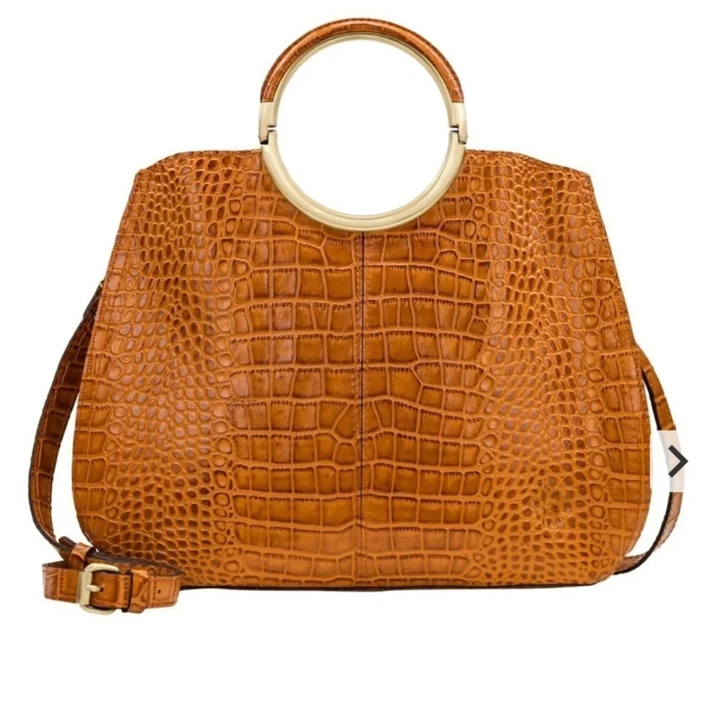 Patricia Nash Arenzano Leather Double Ring Shopper Designer Luxury Animal Print